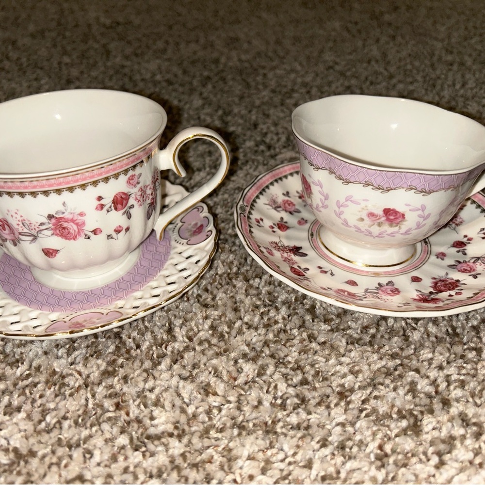 Grace’s teaware floral tea cups tea set of 2 coquette decor